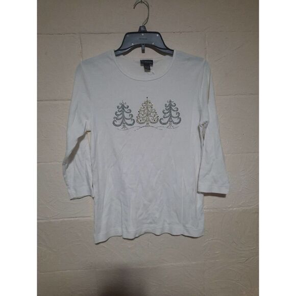 Trilogy by Morning Sun Womens M Christmas Tree Shirt Xmas - Picture 1 of 4